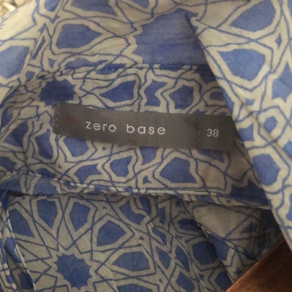 Blue/white, long sleeve, button down, crash look blouse, ZERO, Eur38/Us8, - Picture 7 of 11
